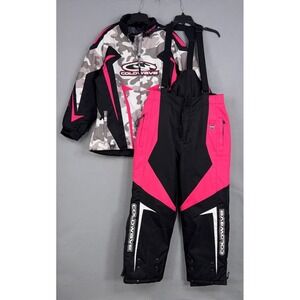 Coldwave Snowmobile Ski Suit Women XL Jacket 14 Bibs Pink Camo Insulated Winter